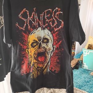 Skinless Black Graphic T-Shirt with Horror Design